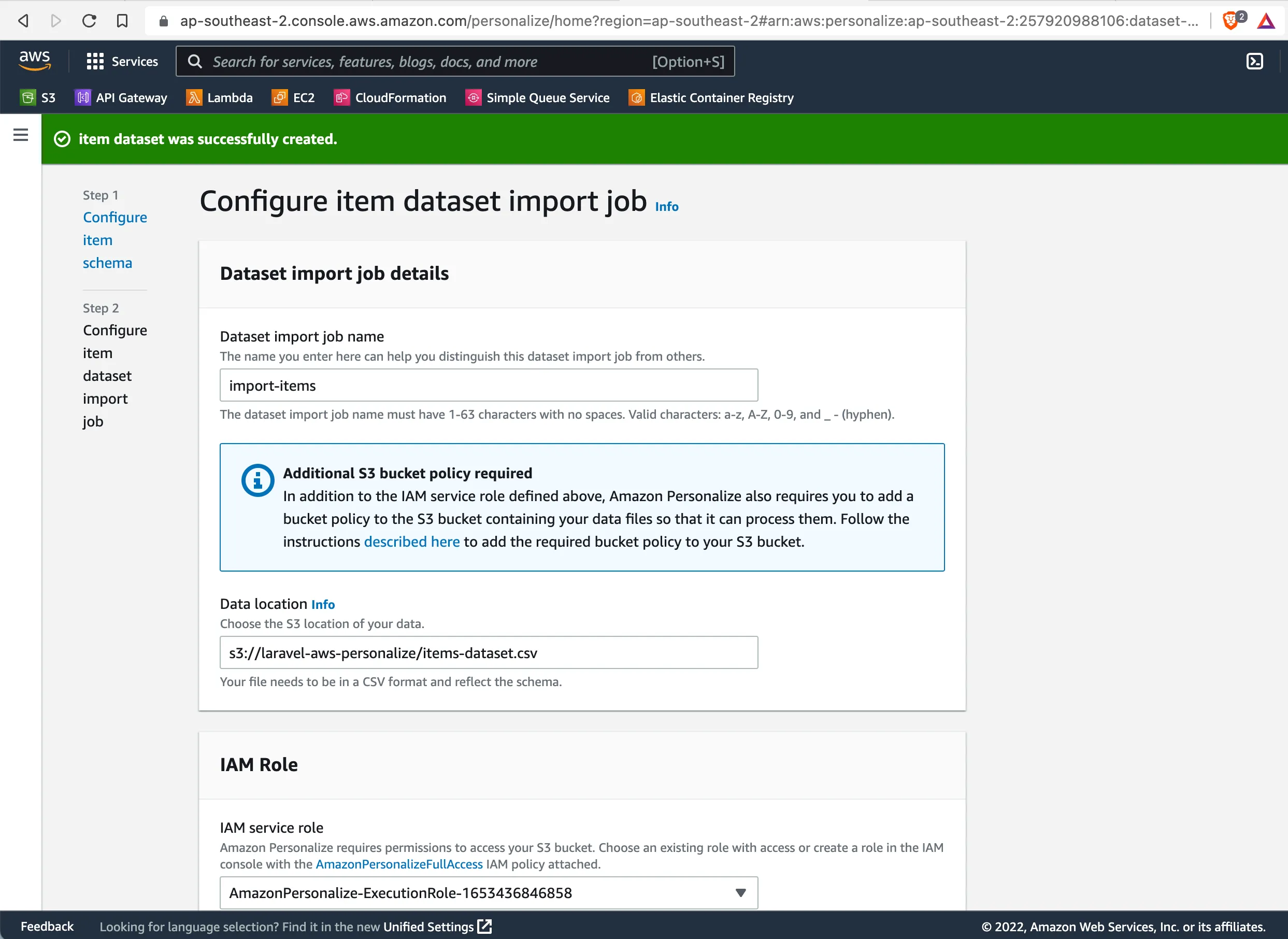 AWS Personalize Import Items Schema