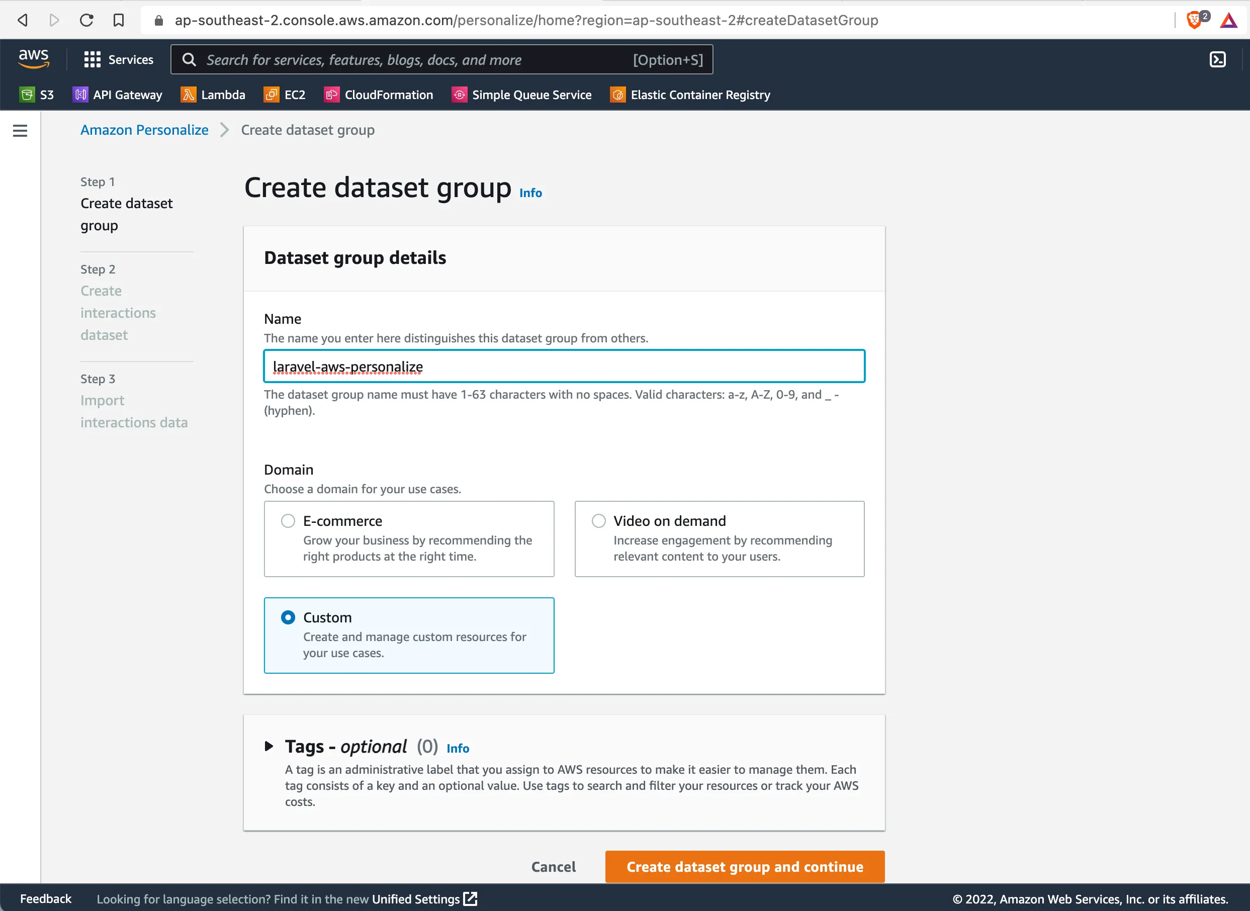 Setup AWS Personalize